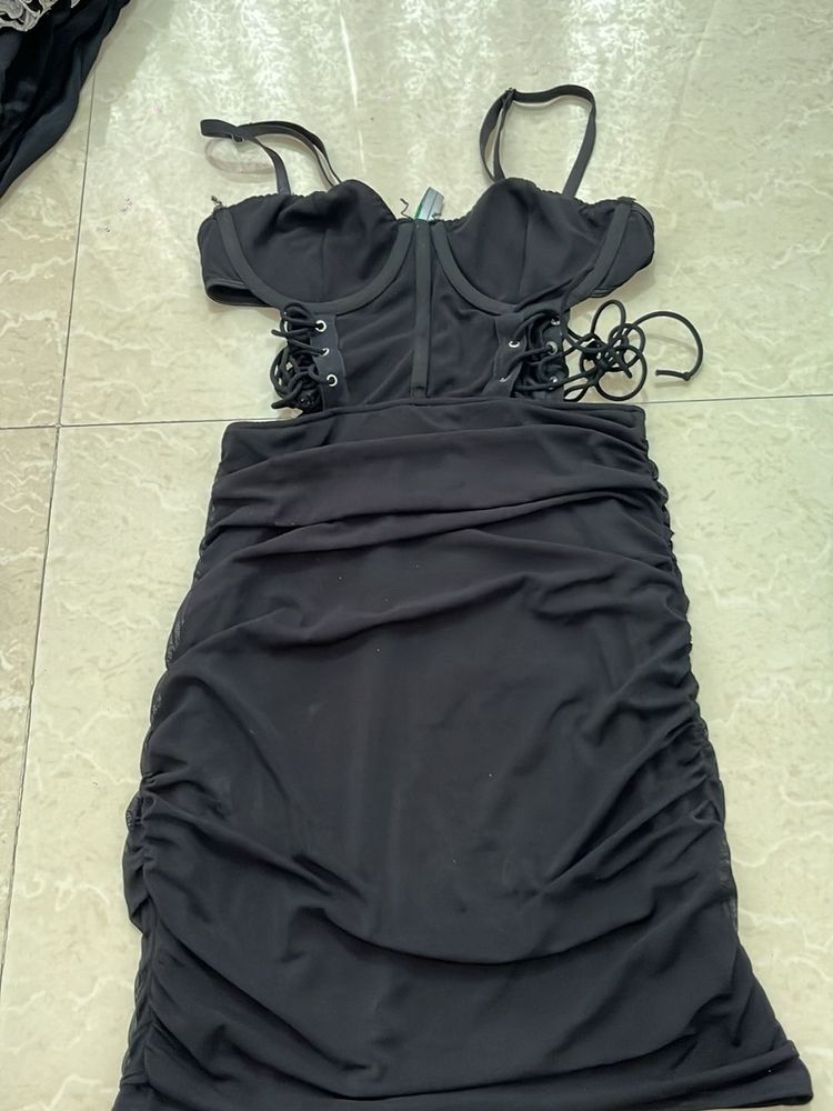 Chic Black Cut-Out Corset Dress