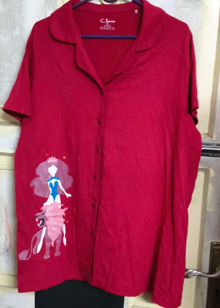 Clovia Maroon Graphic Print Kurta Top