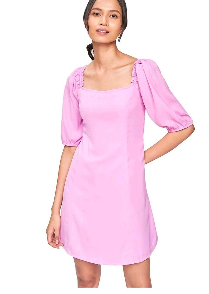 Lilac Dress Square Neck Mini