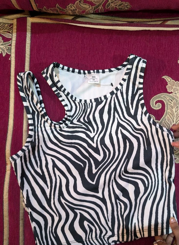 Zebra Print Cutout Tank Top