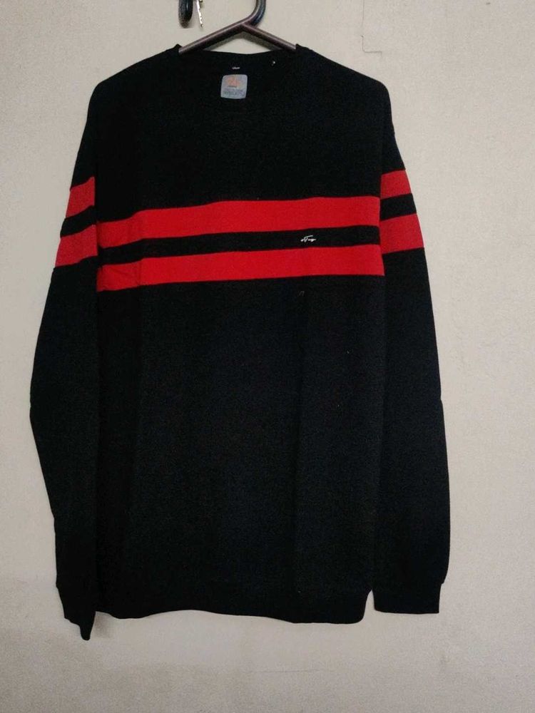 Men's Black &amp; Red Striped Sweater