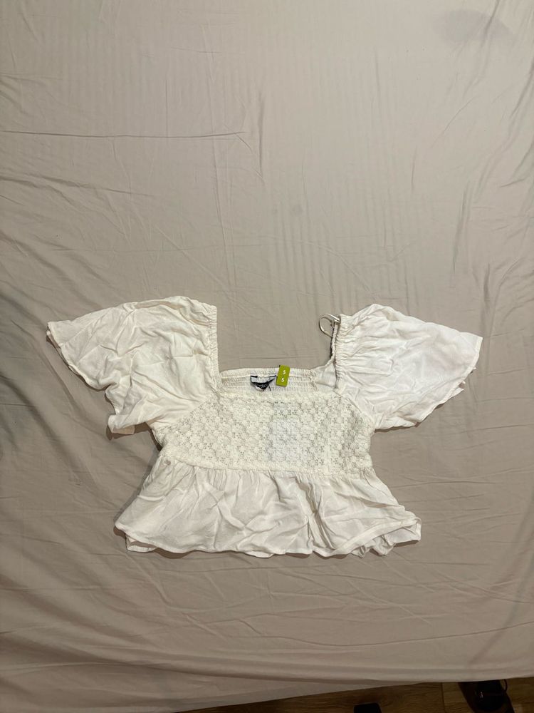 ZUDIO White Square Neck Sleeve Top (S)