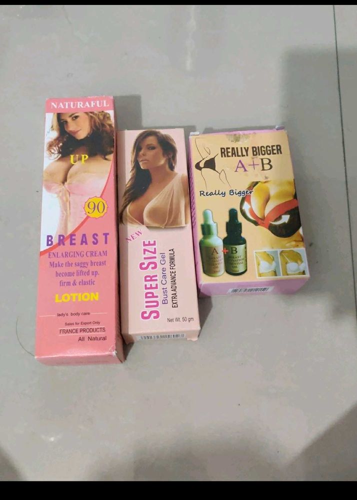 *New* Combo Of 3 Breast Enlargement Cream And Oil