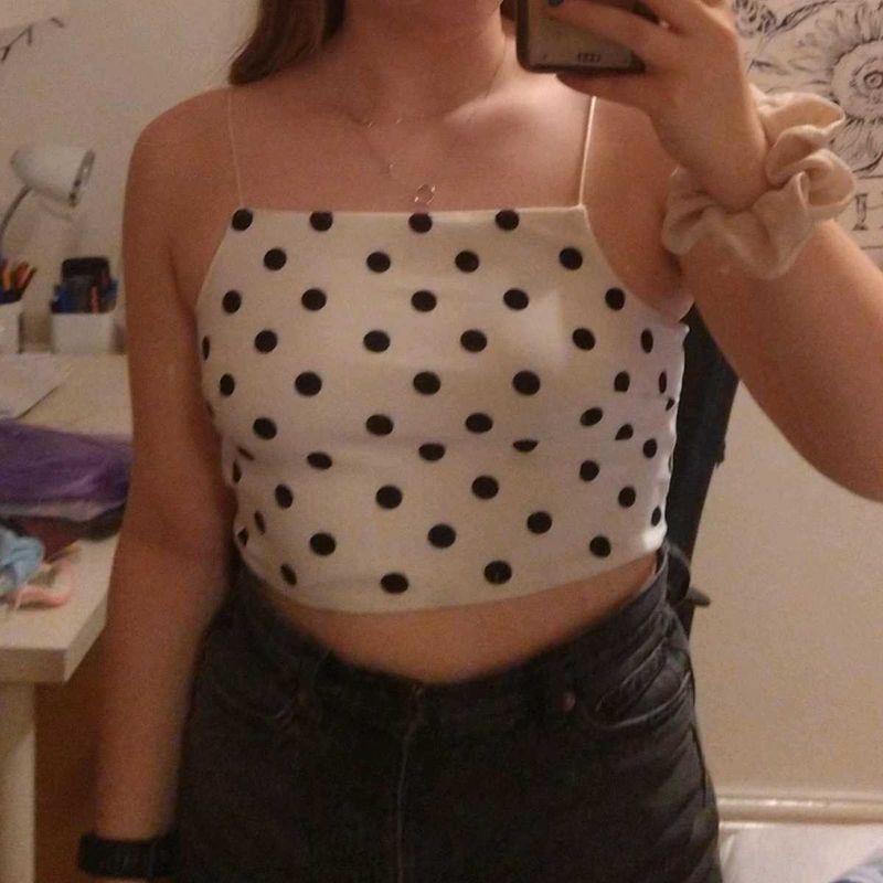 New Look White Polka Dot Camisole Top