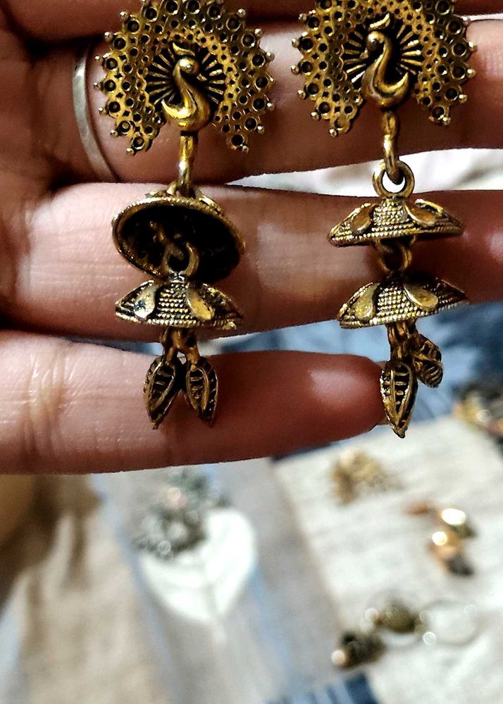 Exquisite Peacock Jhumka Earrings