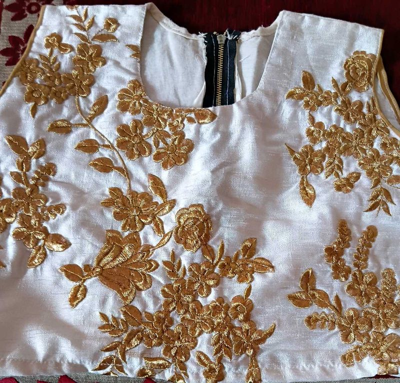 Elegant crop top with Golden Embroidery