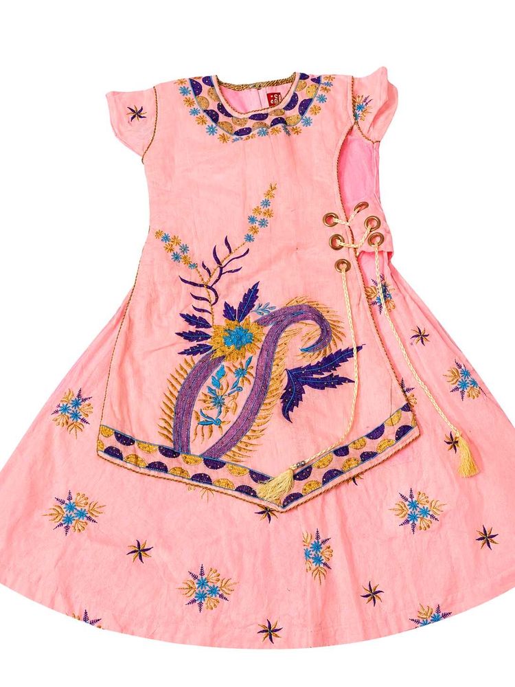 Beautiful Pink Embroidered Anarkali For Girl