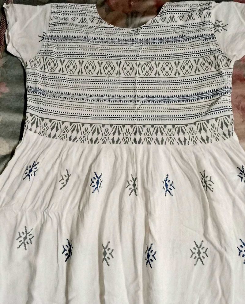 White Printed Kurta