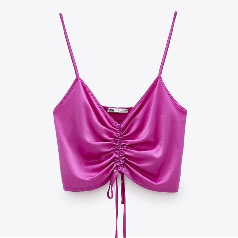 ZARA Fuchsia Ruched Camisole Top
