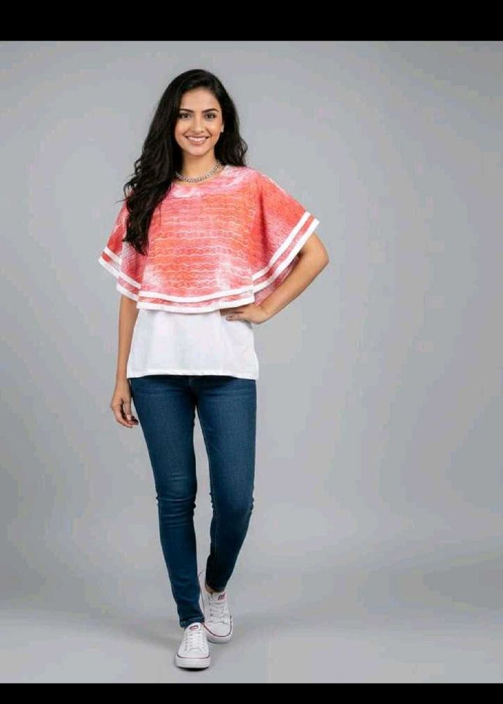 Stylish Ombre Poncho Top