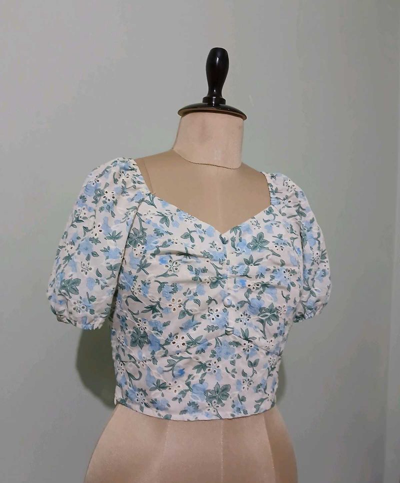 Floral Smocked Crop Top with Tie
