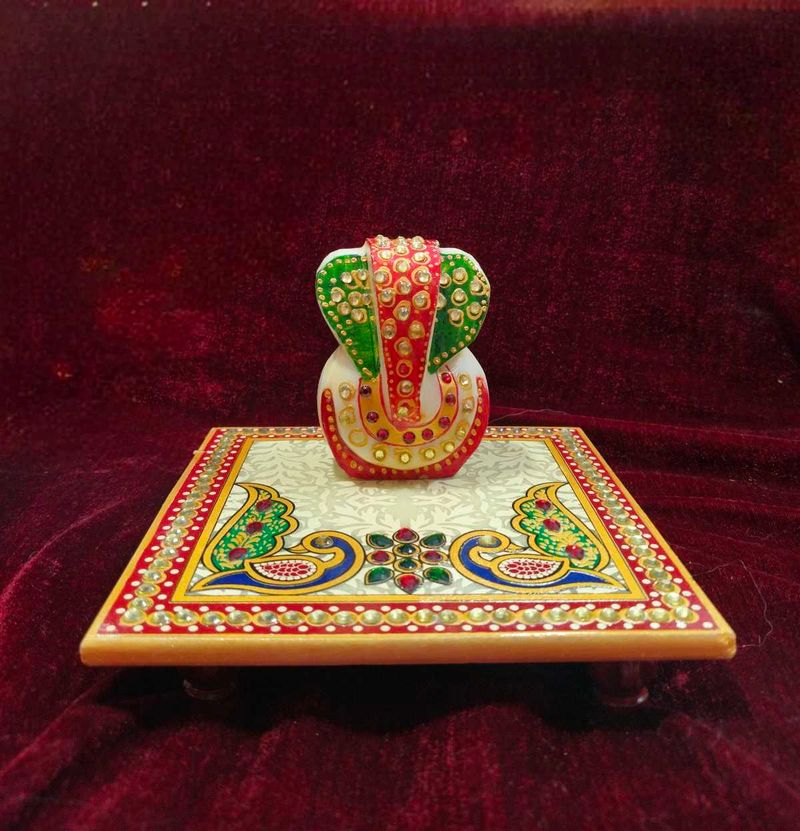 Marble Ganesh chauki for Diwali Pooja and decor