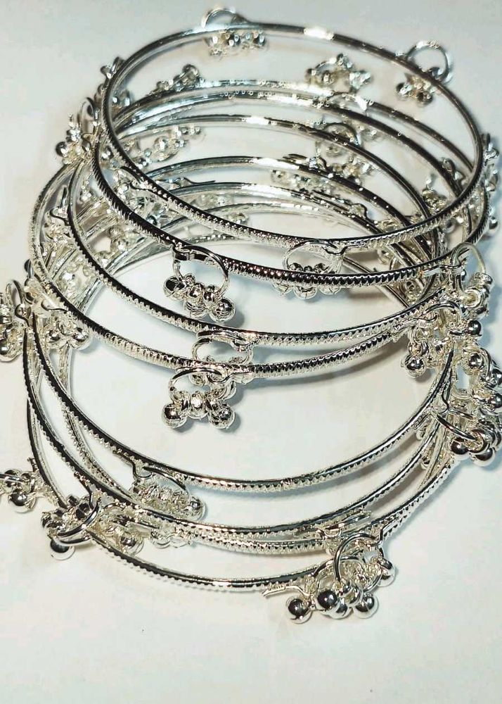 Silver Anklet Bracelets Set