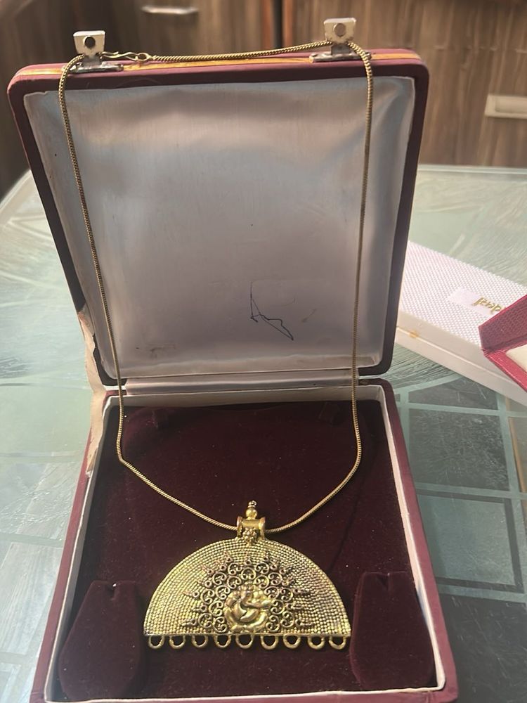 Ornate Gold oxidised Pendant Necklace