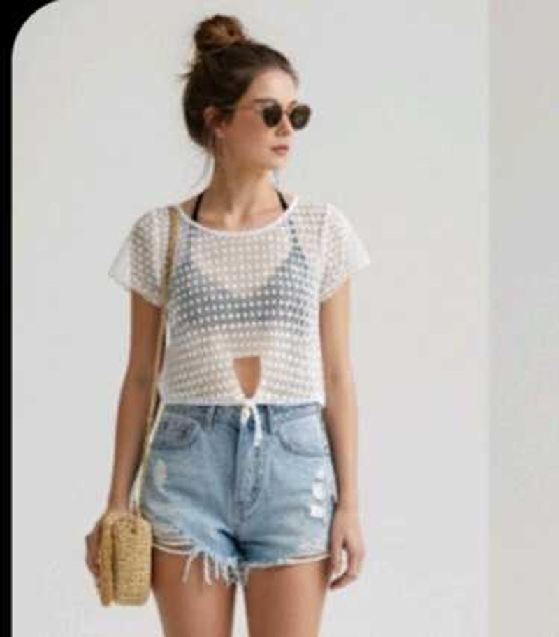 Crochet Crop Top with Tie Detail