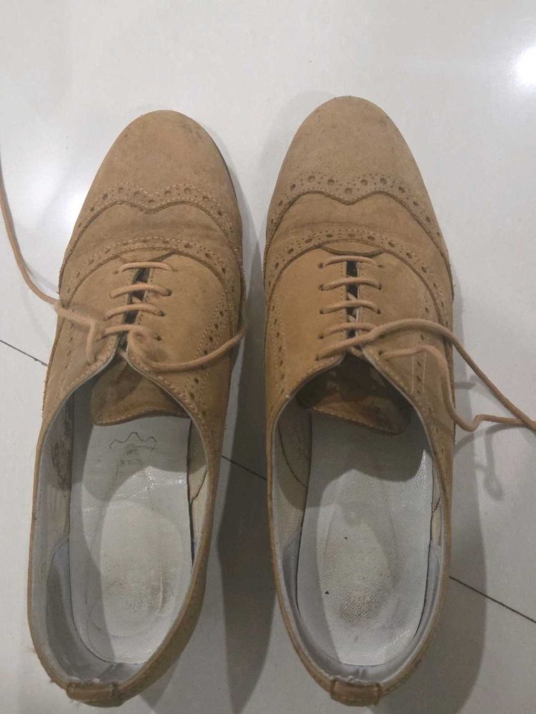 Tan Suede Brogue Shoes