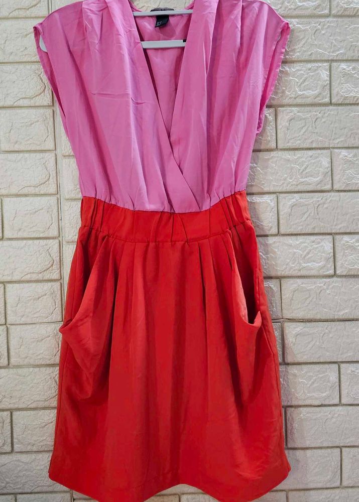 H&amp;M Color Block Wrap Dress | Size S (EUR 36 / US 6