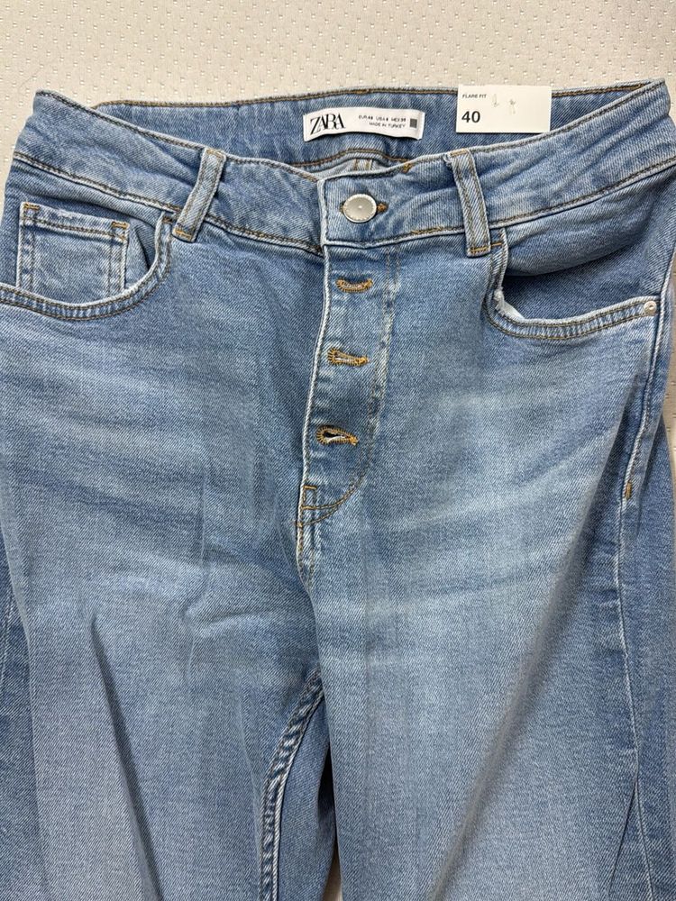 Zara Light Wash Button Fly Jeans