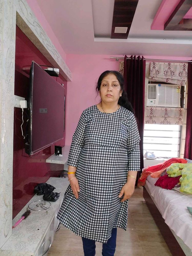 Checkered Tunic Dress With Free Gift