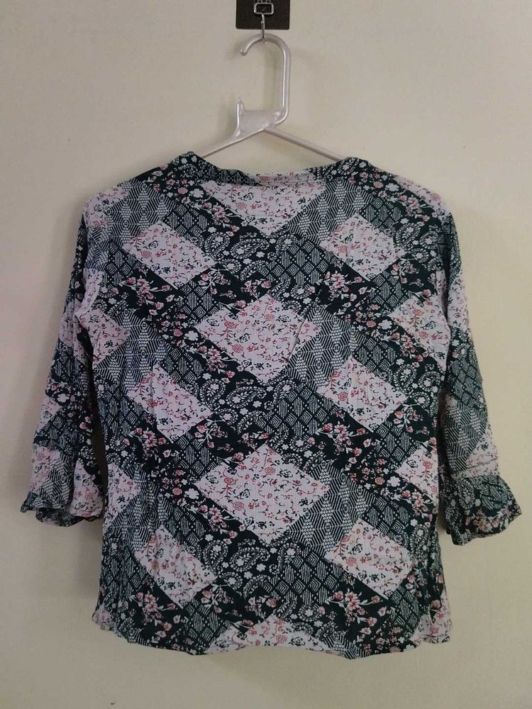 Patchwork Floral Peasant top