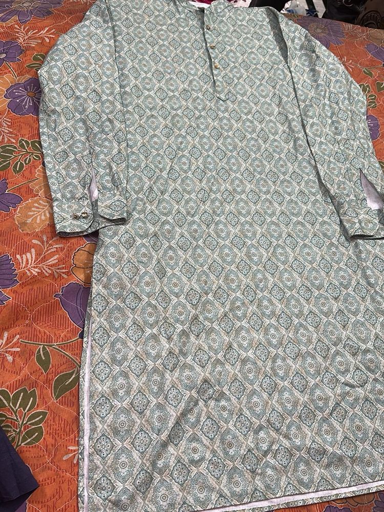 Light Blue Geometric Print Kurta for men …..🗯️🔥