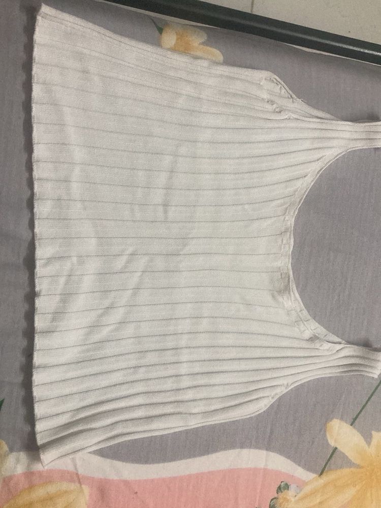White Ribbed Tank Top