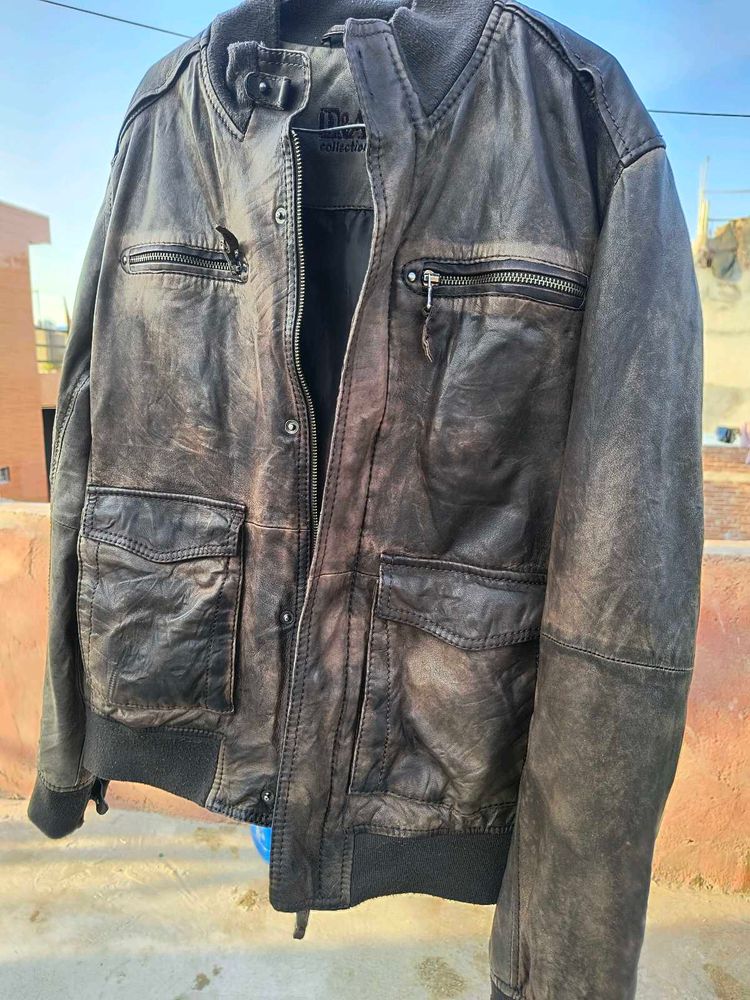 it's a casual leather bomber jacket