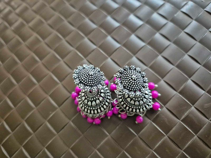 Customized Oxidized Silver Jhumka Earrings-Unused
