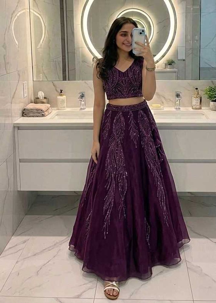 Stunning Purple Embellished Lehenga Choli