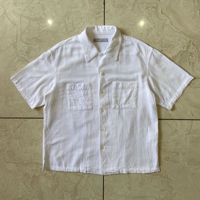 White Short Sleeve Button-Up Shirt