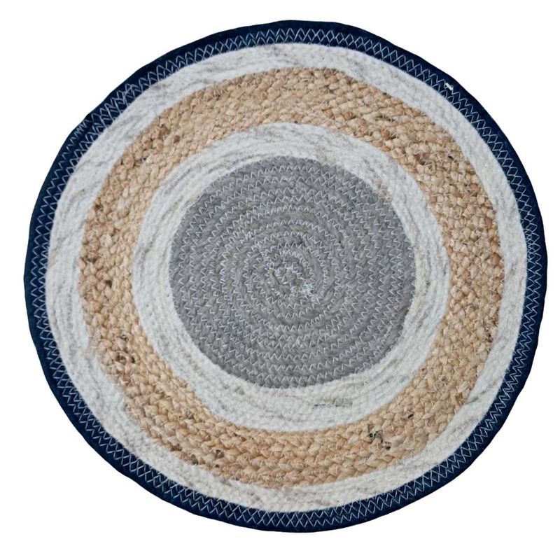 Handmade Round Wool Rope Doormat – 50 cm.  Design