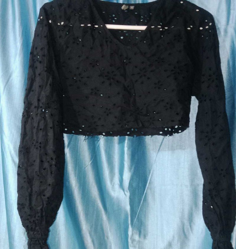 Black Lace Crop Top