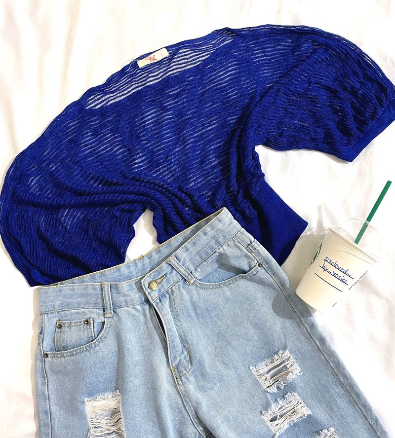 Pinterest Navy Blue Mesh Top By C&amp;C