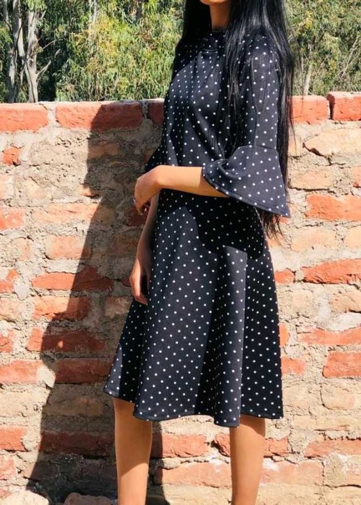 Chic Polka Dot Flared Midi Dress