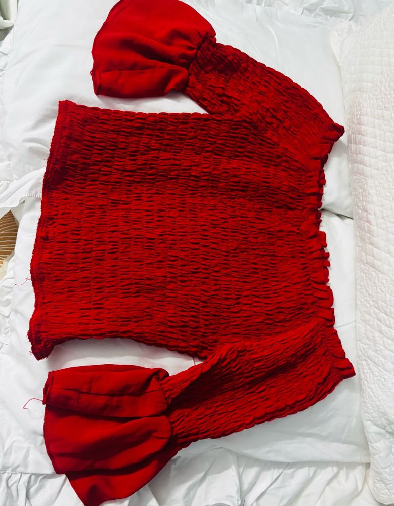 Chic Smocked Red Top