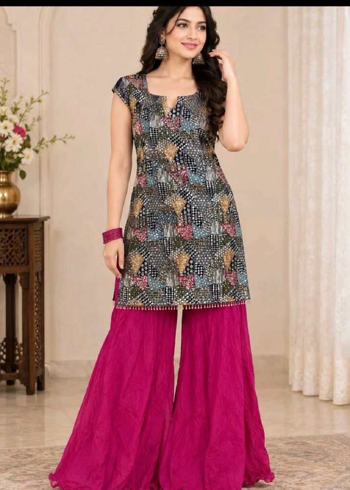 Stylish Printed Kurta with Palazzo Pants