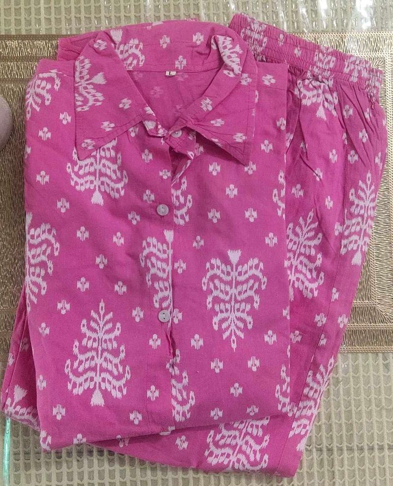Pink Printed Cotton Coord Set