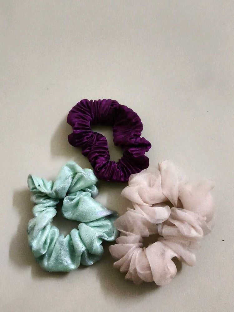 Set of 3 Velvet &amp; Sheer Scrunchies