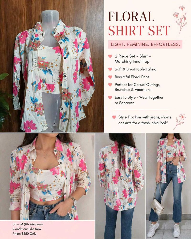 Floral Top with Shrug