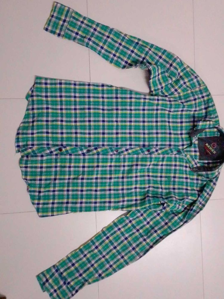Men's Green Plaid Casual Shirt