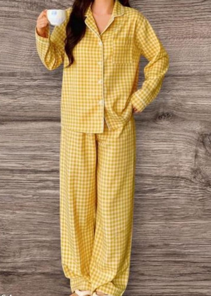 Cozy Yellow Gingham Pajama Set(FIXED)