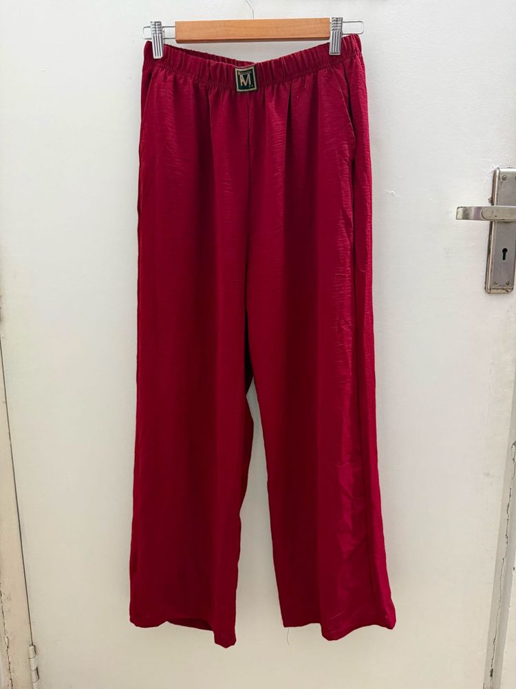 Stylish Red Wide Leg Pallazo