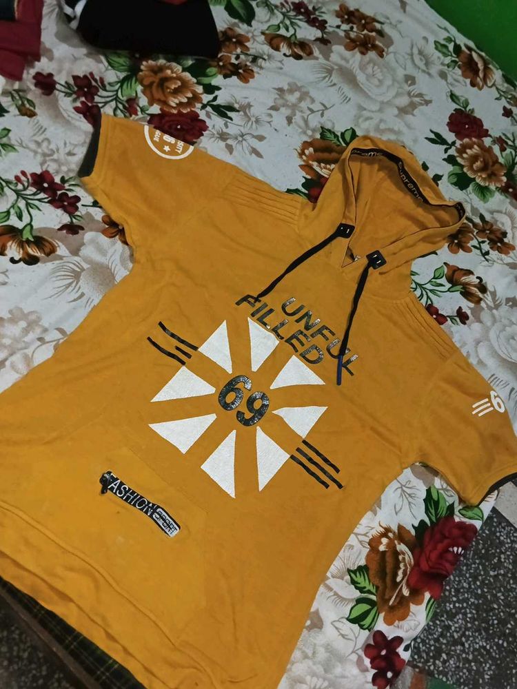 Yellow Graphic Hoodie T-Shirt