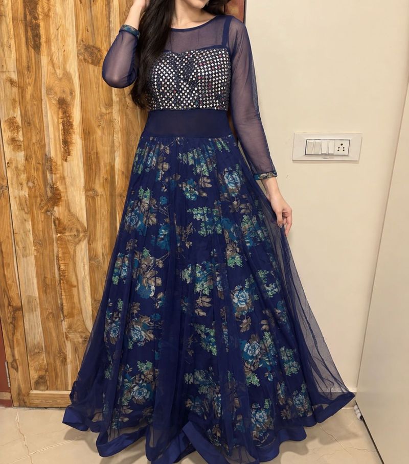 Stunning Blue Floral Ethnic Gown