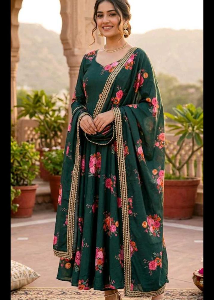 bust 34 Floral Print Anarkali Suit