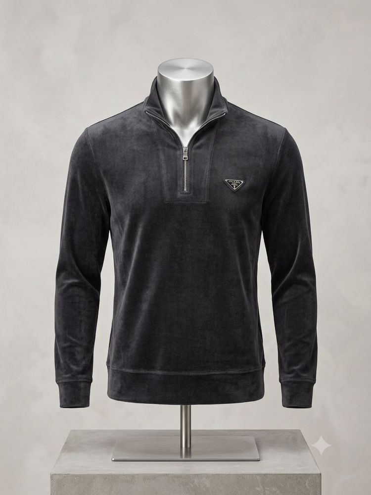 Prada Velvet half Zip Sweatshirt top quality