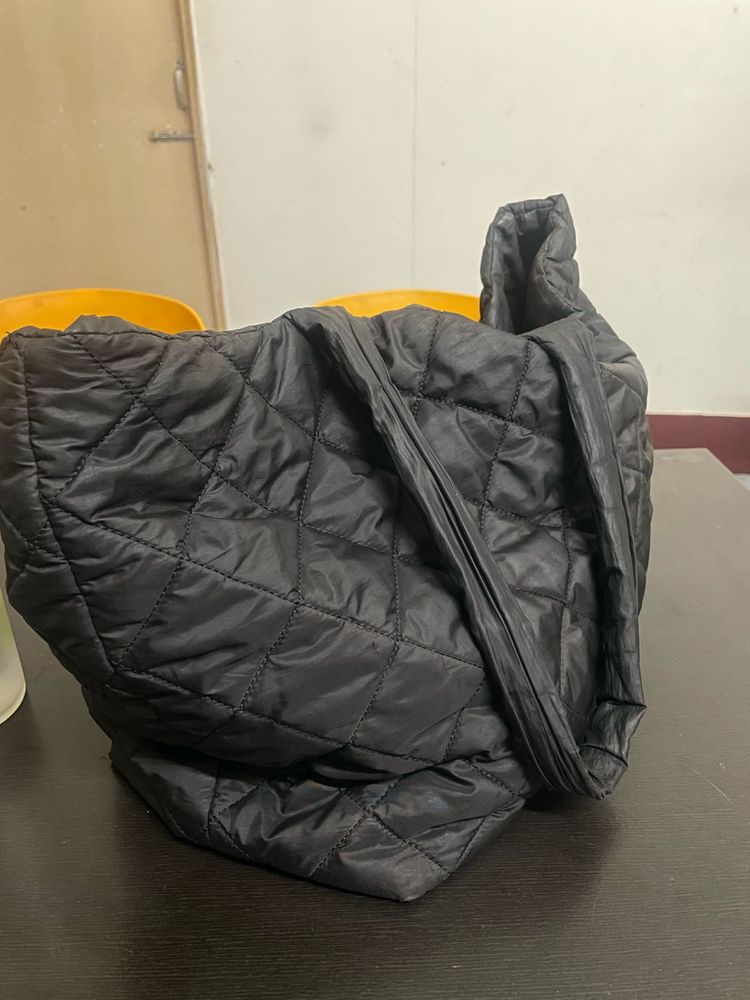 Black Quilted Hobo Bag