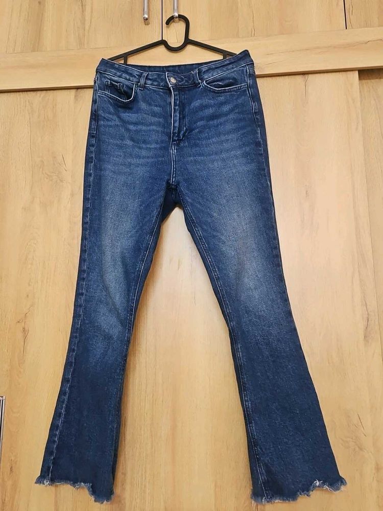 Flared Blue Denim Jeans