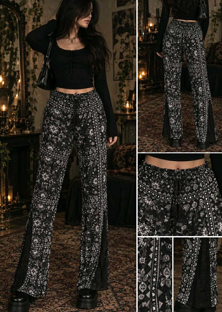 5229. Boho Floral Print Flare Pants