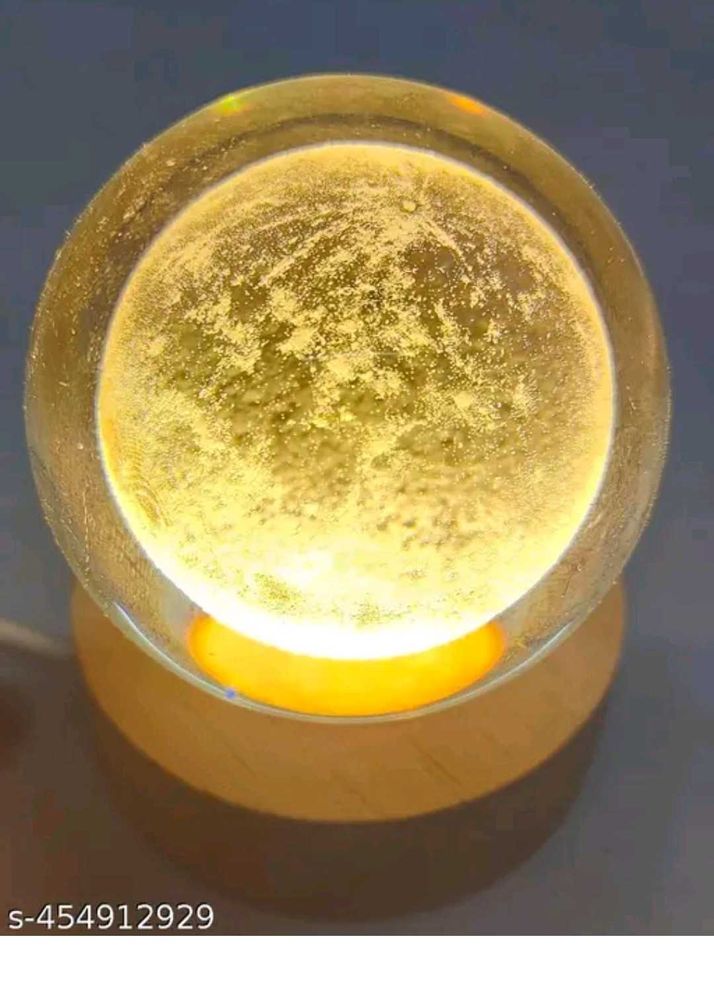 Crystal Ball Lamp with Wooden Base